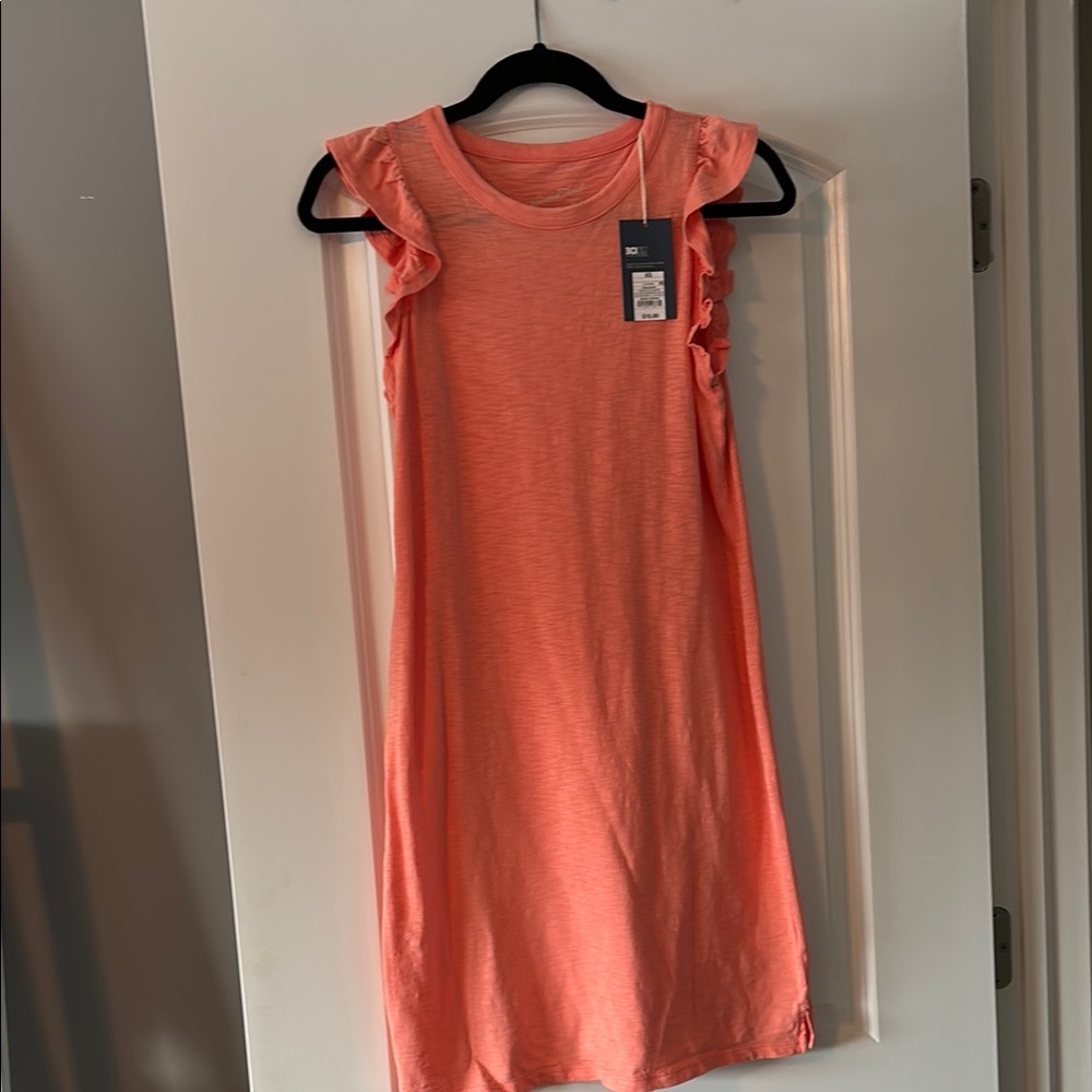 Coral Ruffle Sleeve Dress